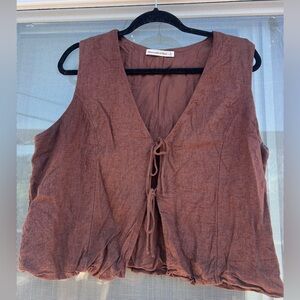 Abercrombie & Fitch Women's Brown Tie-Front Vest Top